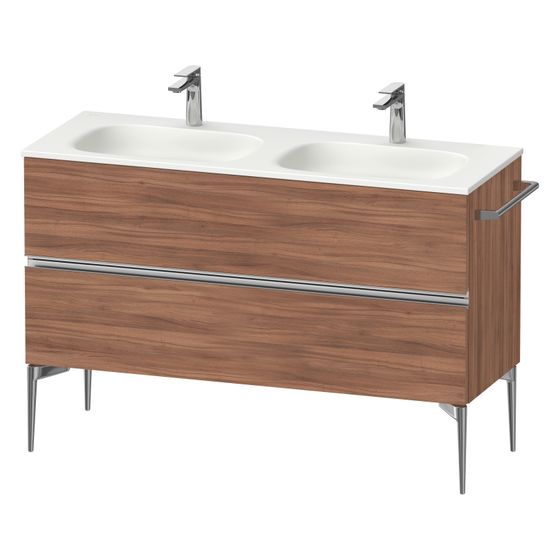 Duravit Sivida Waschtischunterbau bodenstehend 477x1280x592mm, Nusb.Matt, Griffleiste, 2 SK, Ausschnitt/Schürze