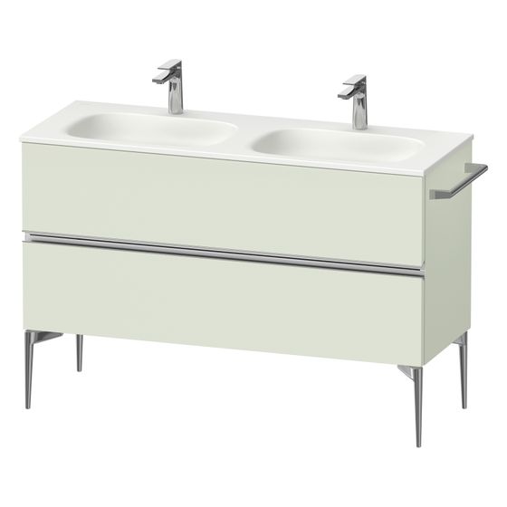 Duravit Sivida Waschtischunterbau bodenstehend 477x1280x592mm, Blassgrün Matt, Griffleiste, 2 SK, Aus./Schürze