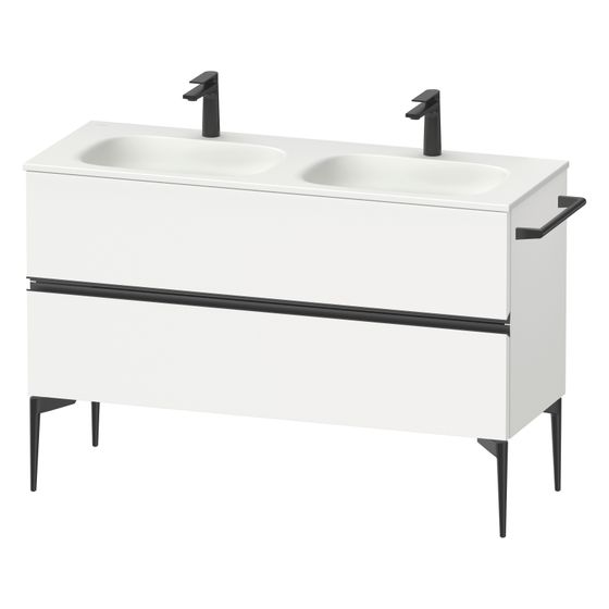 Duravit Sivida Waschtischunterbau bodenstehend 477x1280x592mm B, Mattweiß, Griffleiste, 2 SK, Aus./Schürze