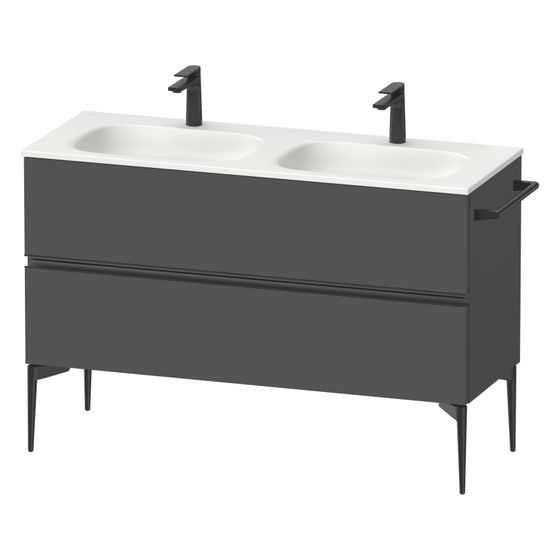 Duravit Sivida Waschtischunterbau bodenstehend 477x1280x592mm, B, Graphit Matt, Griffleiste, 2 SK