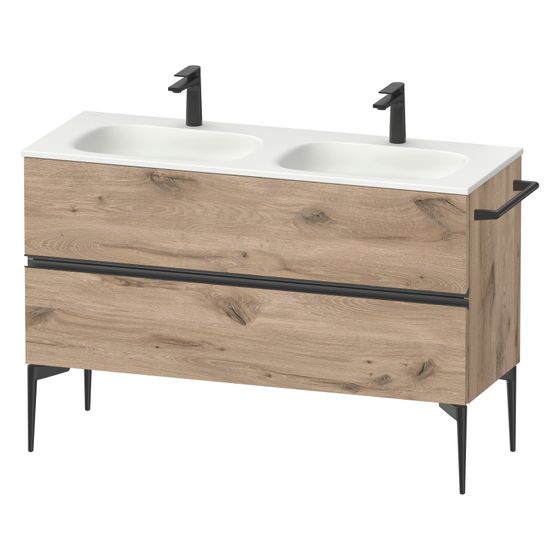 Duravit Sivida Waschtischunterbau bodenstehend 477x1280x592mm B, Eiche Marmoriert Matt, Griffleiste, 2 SK