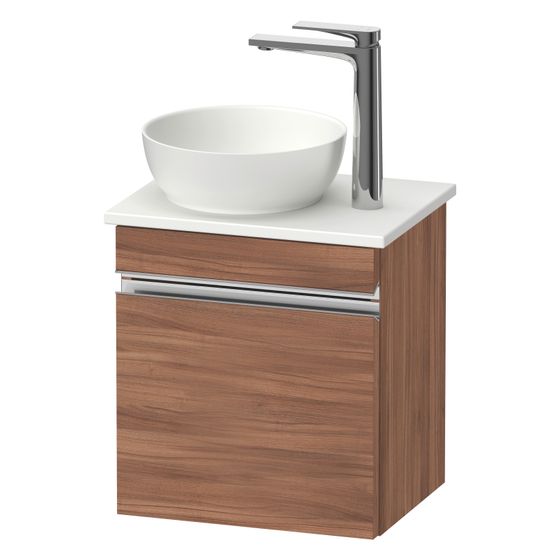 Duravit Sivida Konsolenwaschtischunterbau wandh. 325x400x440mm R, ohne KSP Chrom/Nussbaum Natur, Griffleiste, 1 Tür, Autom.