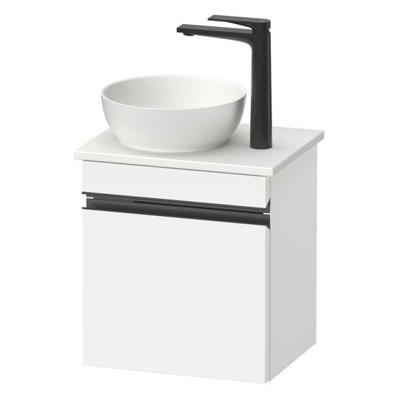 Duravit Sivida Konsolen-WTU wandh. 325x400x440mm L ohne KSP Diamantschwarz./Mattweiß Dekor Griffleiste 1 Tür, Automatiktürs.