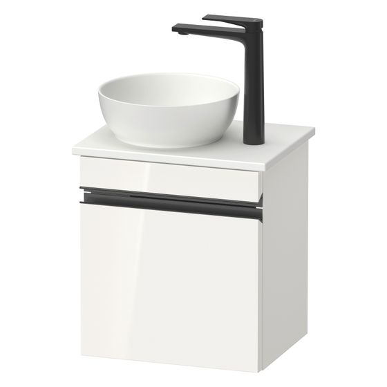 Duravit Sivida Konsolenwaschtischunterbau wh 325x400x440mm R ohne KSP Diamantschwarz./Weiß HG Dekor Griffleiste 1 Tür Autom