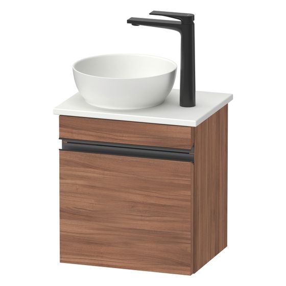 Duravit Sivida Konsolenwaschtischunterbau wandh 325x400x440mm L ohne KSP Diamantschwarz./Nussbaum Natur Griffleiste 1 Tür Autom