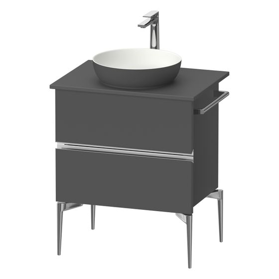 Duravit Sivida Konsolenwaschtischunterbau bodenstehend 475x645x548mm ohne KSP Graphit Matt, Griffleiste, 2 SK