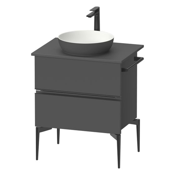 Duravit Sivida Konsolenwaschtischunterbau bodenstehend 475x645x548mm B, ohne KSP Graphit Matt, Griffleiste, 2 SK