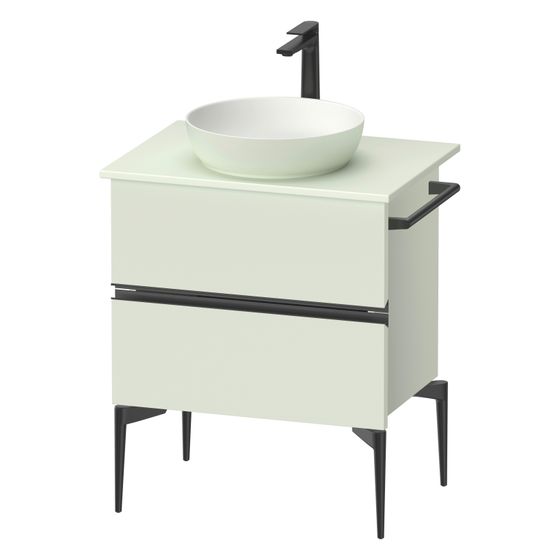 Duravit Sivida Konsolenwaschtischunterbau bodenstehend 475x645x548mm B, ohne KSP Blassgrün Matt, Griffleiste, 2 SK