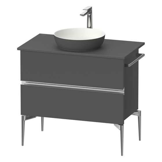 Duravit Sivida Konsolenwaschtischunterbau bodenstehend 475x845x548mm ohne KSP Graphit Matt, Griffleiste, 2 SK