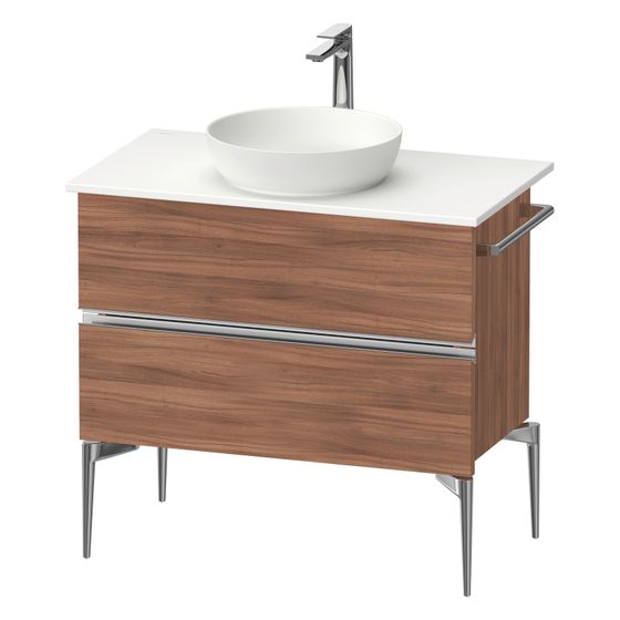 Duravit Sivida Konsolenwaschtischunterbau bodenstehend 475x845x548mm ohne KSP Nusb.Matt, Griffleiste, 2 SK