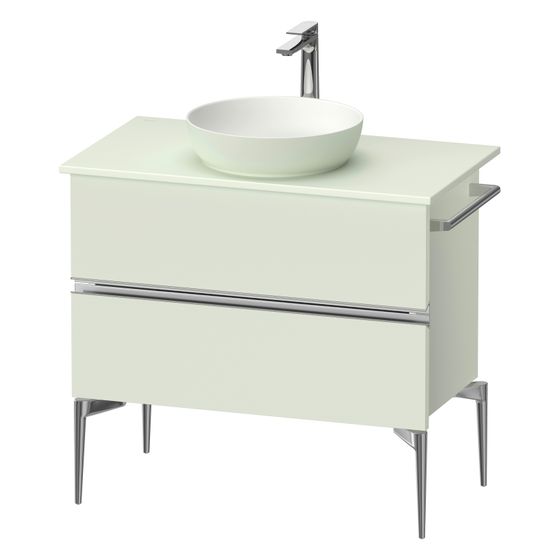 Duravit Sivida Konsolenwaschtischunterbau bodenstehend 475x845x548mm ohne KSP Blassgrün Matt, Griffleiste, 2 SK