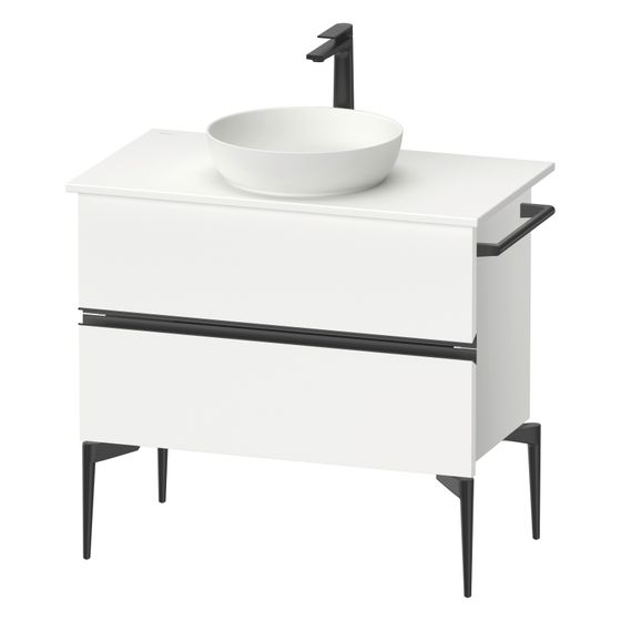 Duravit Sivida Konsolenwaschtischunterbau bodenstehend 475x845x548mm B, ohne KSP Mattweiß, Griffleiste, 2 SK