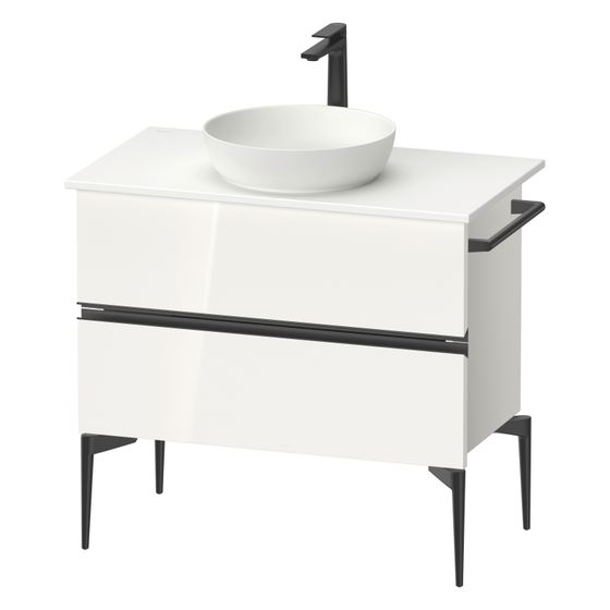 Duravit Sivida Konsolenwaschtischunterbau bodenstehend 475x845x548mm B, ohne KSP Weiß Hochglanz, Griffleiste, 2 SK