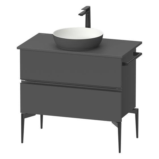 Duravit Sivida Konsolenwaschtischunterbau bodenstehend 475x845x548mm B, ohne KSP Graphit Matt, Griffleiste, 2 SK
