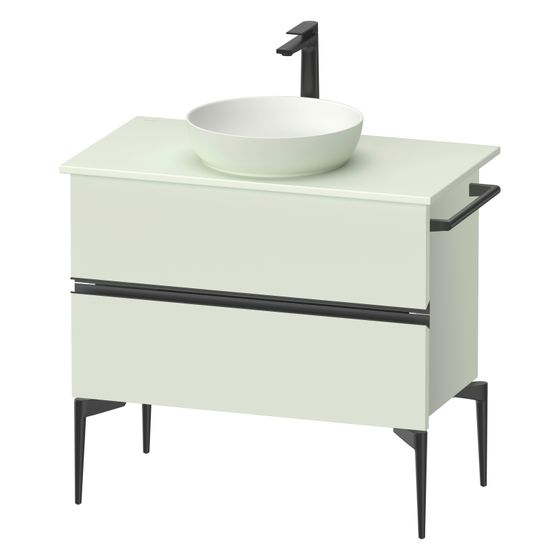 Duravit Sivida Konsolenwaschtischunterbau bodenstehend 475x845x548mm B, ohne KSP Blassgrün Matt, Griffleiste, 2 SK