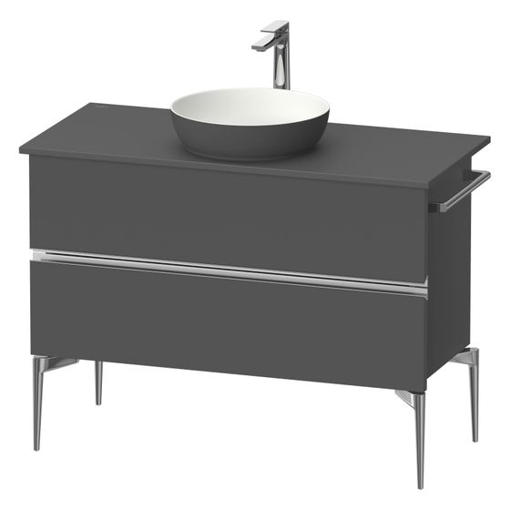 Duravit Sivida Konsolenwaschtischunterbau bodenstehend 475x1045x548mm ohne KSP Graphit Matt, Griffleiste, 2 SK