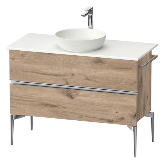 Duravit Sivida Konsolenwaschtischunterbau bodenst. 475x1045x548mm ohne KSP Eiche Marmoriert Matt, Griffleiste, 2 SK