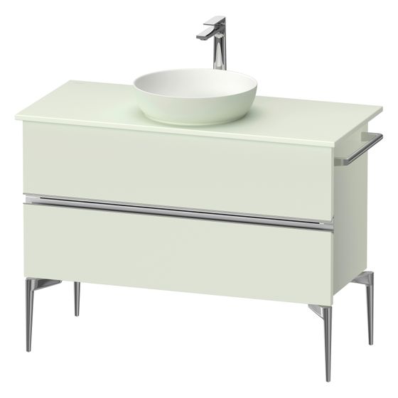 Duravit Sivida Konsolenwaschtischunterbau bodenstehend 475x1045x548mm ohne KSP Blassgrün Matt, Griffleiste, 2 SK