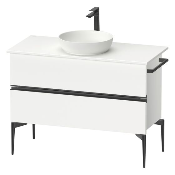 Duravit Sivida Konsolenwaschtischunterbau bodenstehend 475x1045x548mm B, ohne KSP Mattweiß, Griffleiste, 2 SK