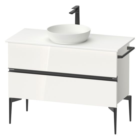 Duravit Sivida Konsolenwaschtischunterbau bodenstehend 475x1045x548mm B, ohne KSP Weiß Hochglanz Griffleiste, 2 SK