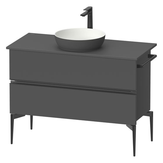 Duravit Sivida Konsolenwaschtischunterbau bodenstehend 475x1045x548mm B, ohne KSP Graphit Matt, Griffleiste, 2 SK