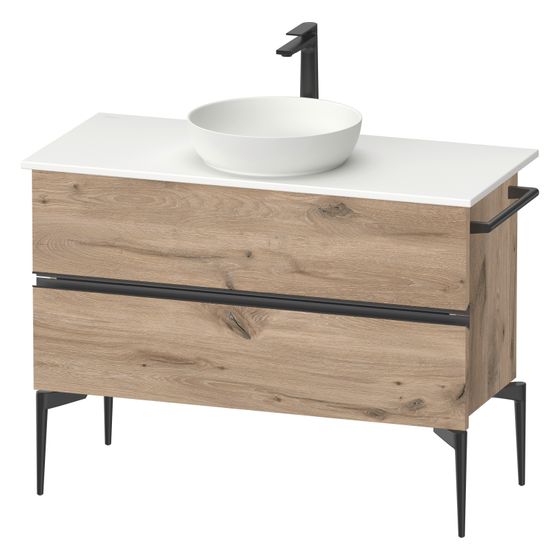 Duravit Sivida Konsolenwaschtischunterbau bodenst. 475x1045x548mm B ohne KSP Eiche Marmoriert Matt Griffleiste 2 Schubk