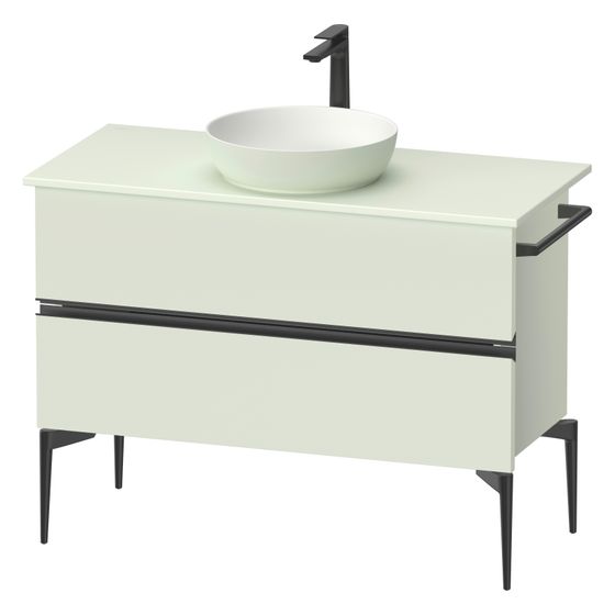 Duravit Sivida Konsolenwaschtischunterbau bodenstehend 475x1045x548mm B, ohne KSP Blassgrün Matt Griffleiste, 2 SK