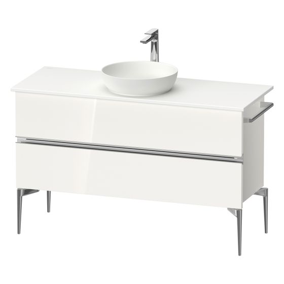 Duravit Sivida Konsolenwaschtischunterbau bodenstehend 475x1245x548mm ohne KSP Weiß Hochglanz, Griffleiste, 2 SK