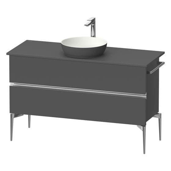 Duravit Sivida Konsolenwaschtischunterbau bodenstehend 475x1245x548mm ohne KSP Graphit Matt, Griffleiste, 2 SK
