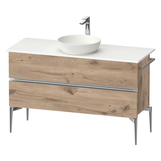 Duravit Sivida Konsolenwaschtischunterbau bodenst. 475x1245x548mm ohne KSP Eiche Marmoriert Matt, Griffleiste, 2 SK