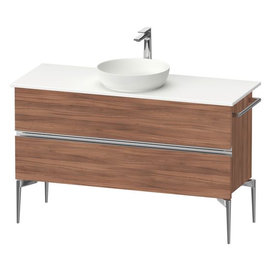 Duravit Sivida Konsolenwaschtischunterbau bodenstehend 475x1245x548mm ohne KSP Nusb.Matt, Griffleiste, 2 SK
