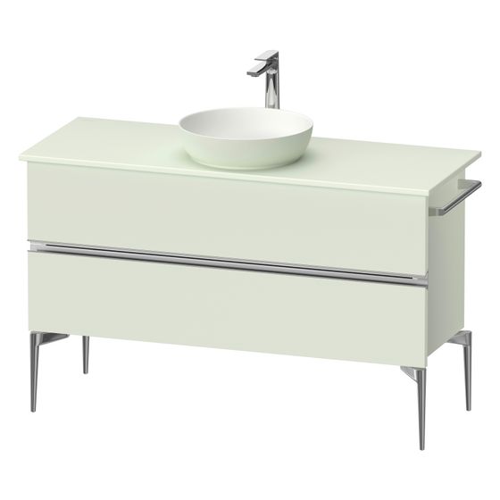 Duravit Sivida Konsolenwaschtischunterbau bodenstehend 475x1245x548mm ohne KSP Blassgrün Matt, Griffleiste, 2 SK