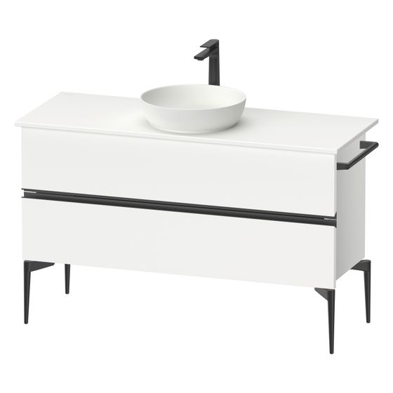 Duravit Sivida Konsolenwaschtischunterbau bodenstehend 475x1245x548mm B, ohne KSP Mattweiß, Griffleiste, 2 SK