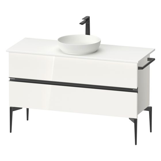 Duravit Sivida Konsolenwaschtischunterbau bodenstehend 475x1245x548mm B, ohne KSP Weiß Hochglanz Griffleiste, 2 SK