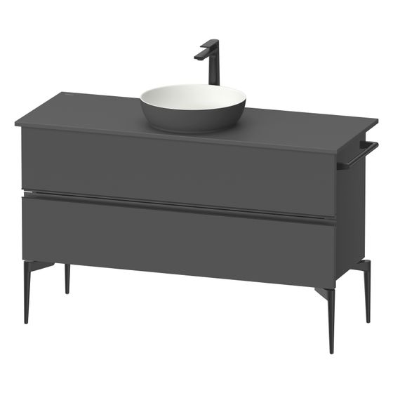 Duravit Sivida Konsolenwaschtischunterbau bodenstehend 475x1245x548mm B, ohne KSP Graphit Matt, Griffleiste, 2 SK