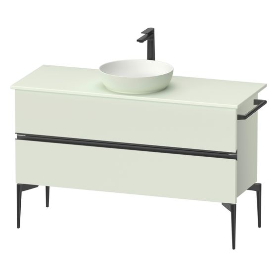 Duravit Sivida Konsolenwaschtischunterbau bodenstehend 475x1245x548mm B, ohne KSP Blassgrün Matt Griffleiste, 2 SK