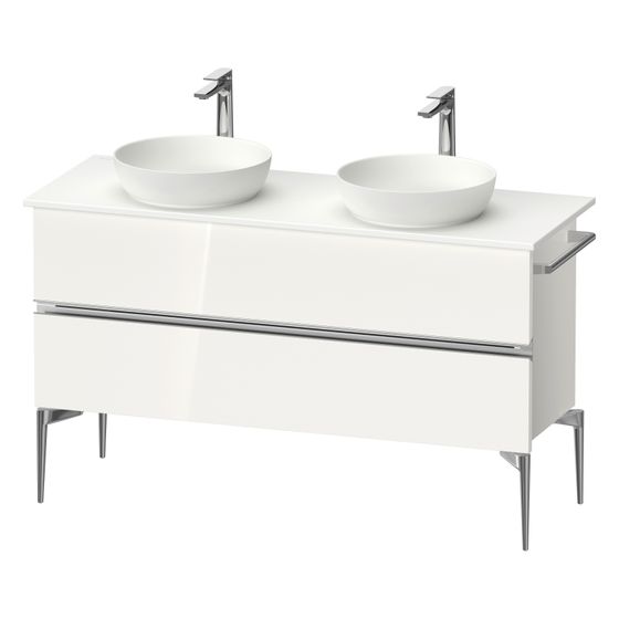 Duravit Sivida Konsolenwaschtischunterbau bodenstehend 475x1315x548mm ohne KSP Weiß Hochglanz, Griffleiste, 2 SK