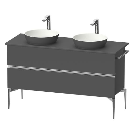 Duravit Sivida Konsolenwaschtischunterbau bodenstehend 475x1315x548mm ohne KSP Graphit Matt, Griffleiste, 2 SK