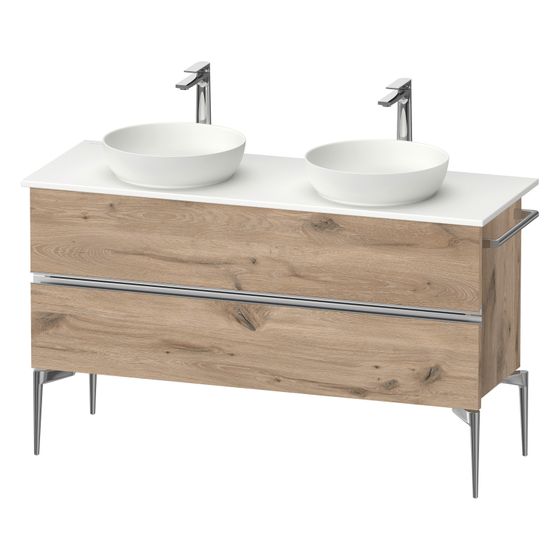 Duravit Sivida Konsolenwaschtischunterbau bodenst. 475x1315x548mm ohne KSP Eiche Marmoriert Matt, Griffleiste, 2 SK