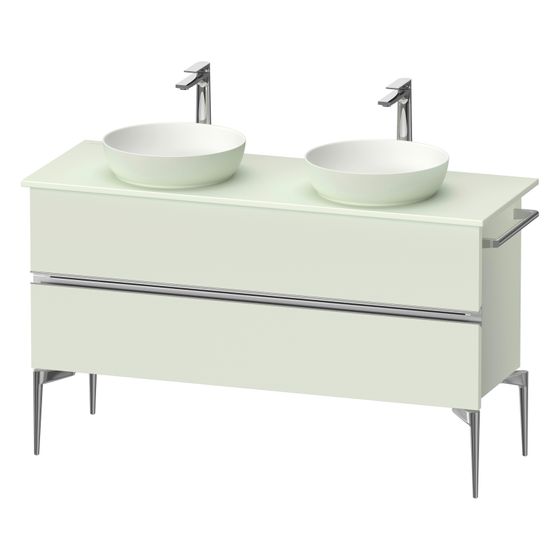 Duravit Sivida Konsolenwaschtischunterbau bodenstehend 475x1315x548mm ohne KSP Blassgrün Matt, Griffleiste, 2 SK