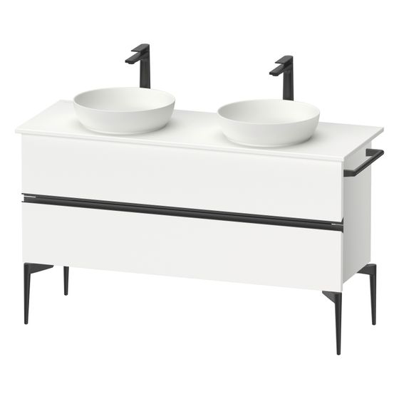 Duravit Sivida Konsolenwaschtischunterbau bodenstehend 475x1315x548mm B, ohne KSP Mattweiß, Griffleiste, 2 SK