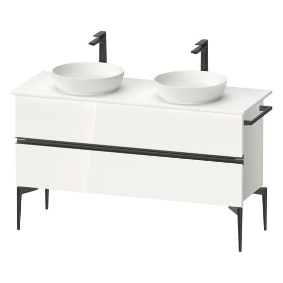 Duravit Sivida Konsolenwaschtischunterbau bodenstehend 475x1315x548mm B, ohne KSP Weiß Hochglanz Griffleiste, 2 SK