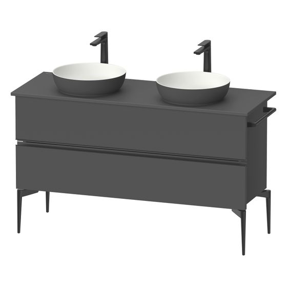 Duravit Sivida Konsolenwaschtischunterbau bodenstehend 475x1315x548mm B, ohne KSP Graphit Matt, Griffleiste, 2 SK
