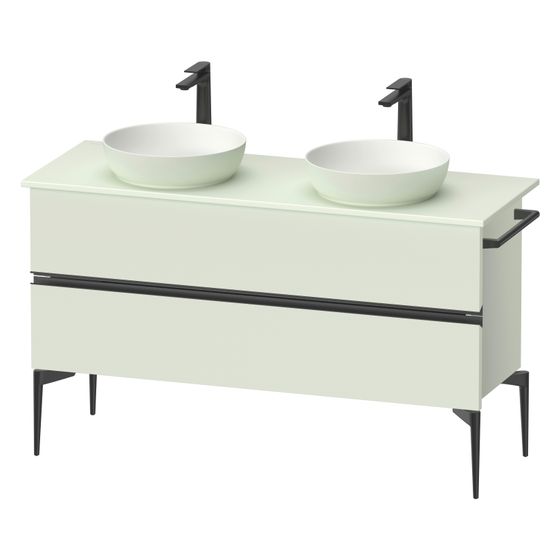 Duravit Sivida Konsolenwaschtischunterbau bodenstehend 475x1315x548mm B, ohne KSP Blassgrün Matt Griffleiste, 2 SK