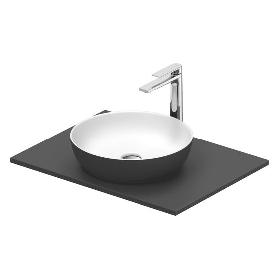 Duravit Sivida Aufsatzbecken mit Konsole 500x680x123mm Rund 1 Becken 1 Waschplatz Dunkelgrau Matt