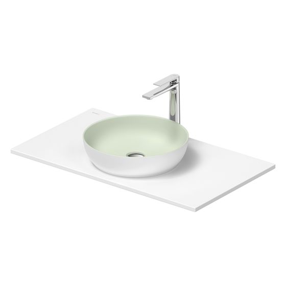 Duravit Sivida Aufsatzbecken mit Konsole 500x880x123mm, Rund, 1 Becken, 1 Waschplatz, Weiß Seidenmatt/Blassgrau Matt