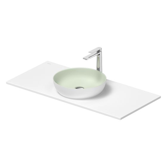 Duravit Sivida Aufsatzbecken mit Konsole 500x1080x123mm, Rund, 1 Becken, 1 Waschplatz, Weiß Seidenmatt/Blassgrau Matt