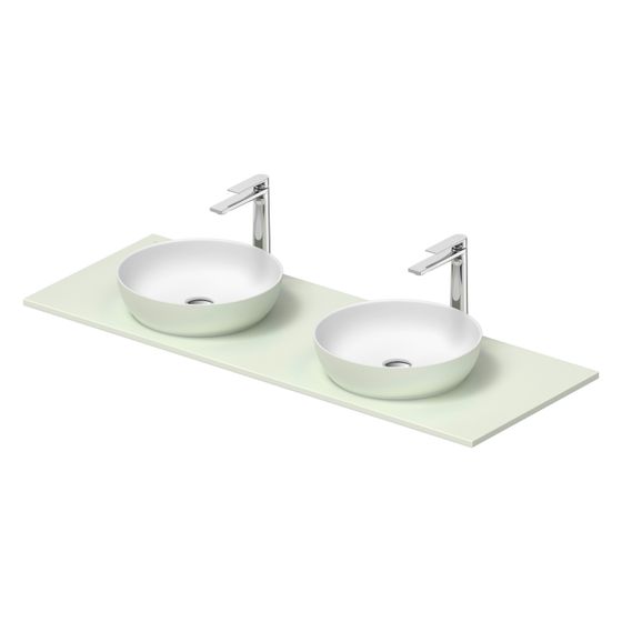 Duravit Sivida Aufsatzbecken mit Konsole 500x1350x123mm Rund 2 Becken 2 Waschplätze Blassgrau Matt