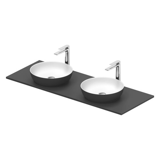 Duravit Sivida Aufsatzbecken mit Konsole 500x1350x123mm Rund 2 Becken 2 Waschplätze Dunkelgrau Matt