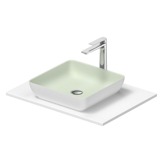 Duravit Sivida Aufsatzbecken mit Konsole 500x680x123mm, Eckig, 1 Becken, 1 Waschplatz, Weiß Seidenmatt/Blassgrau Matt